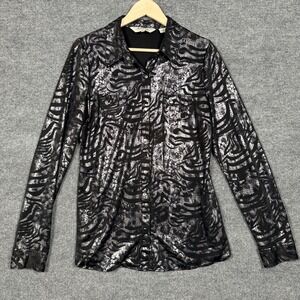 Roper Wear The West Size Large Shacket Shirt Black Button Up Abstract Animal